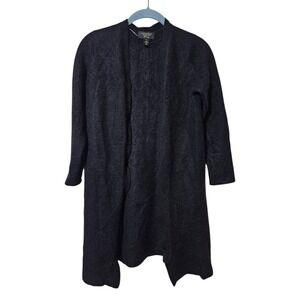 Charter‎ Club Luxury Cashmere Open Cardigan Sweater Womens S Black Duster *Hole